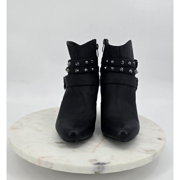 Venus Black Studded Buckle Boots - Picture 2 of 9